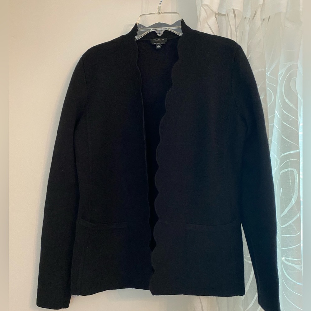 Talbots Pure Wool Scalloped Hem Cardigan - Petite